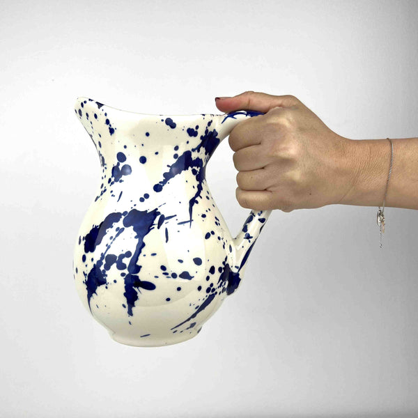 Jug - Ceramic - Blue Splash Painted