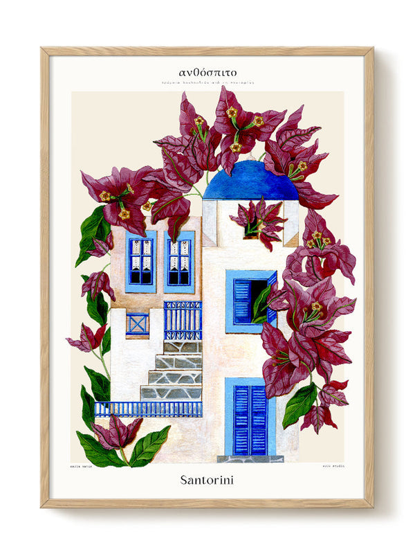 Art Print - A2 - Matos - Flower Houses - Santorini