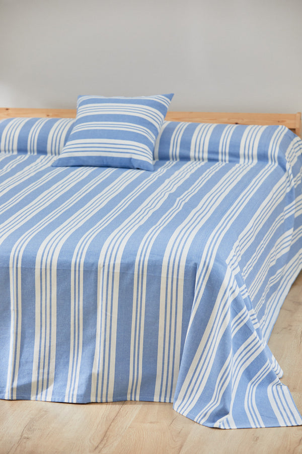 Blue Stripe Bed Cover