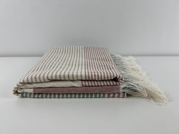 Portuguese Beach Towel Red & Green Stripe