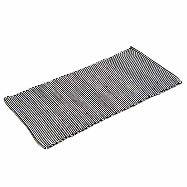 Cotton Floor Mat - Oatmeal & Black Stripe