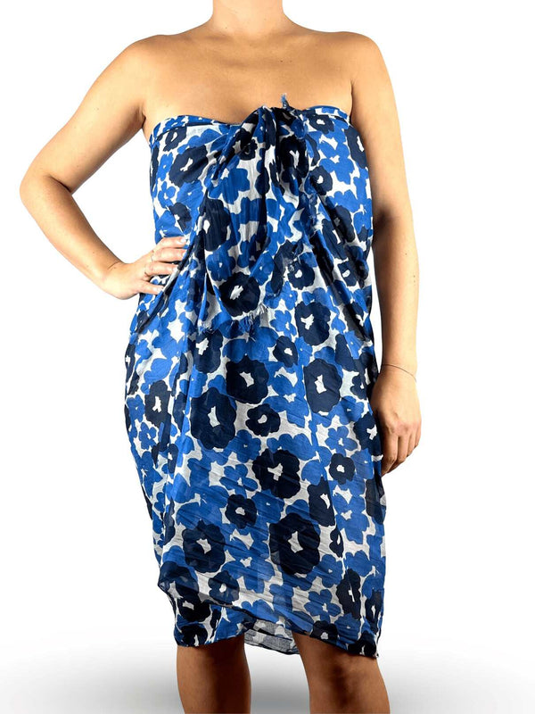 Bold Flower Sarong - Blue