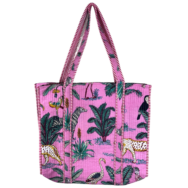 Cotton Tote Bag - Jungle Pink