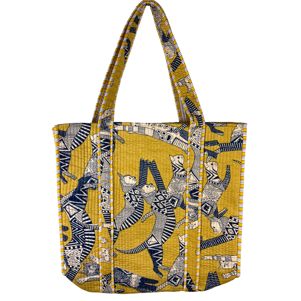 Cotton Tote Bag - Egyptian Cat Yellow