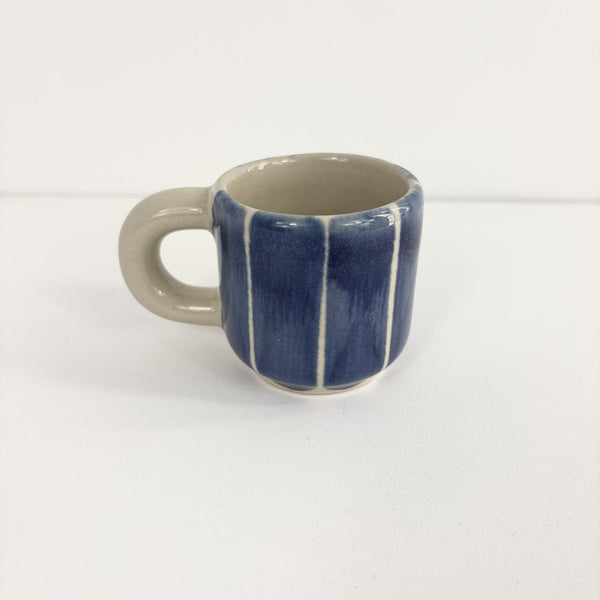 Espresso Cup - Blue with White Pinstripe