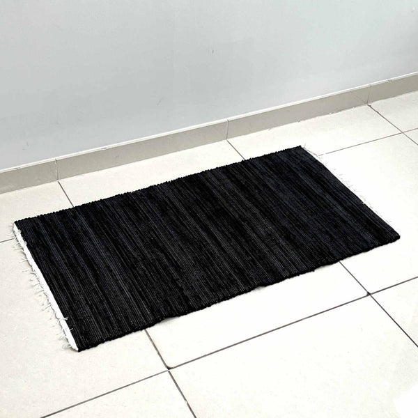 Cotton Floor Mat - Plain Black