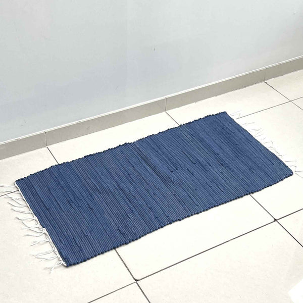 Cotton Floor Mat - Plain Blue