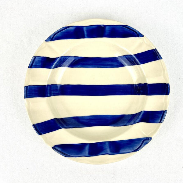 Wide Stripe Blue Hand Painted Bowl (fluted)