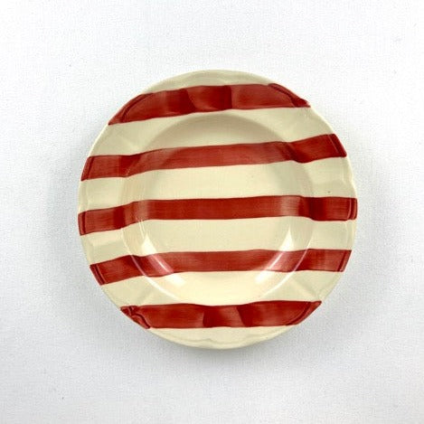 Wide Stripe Red Hand Painted Bowl (fluted)