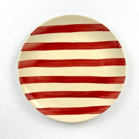 Red Wide Stripe Dinner Plate