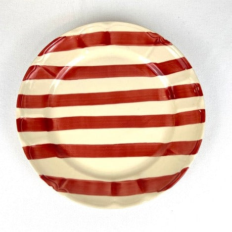 Red Wide Stripe Dinner Plate (fluted)