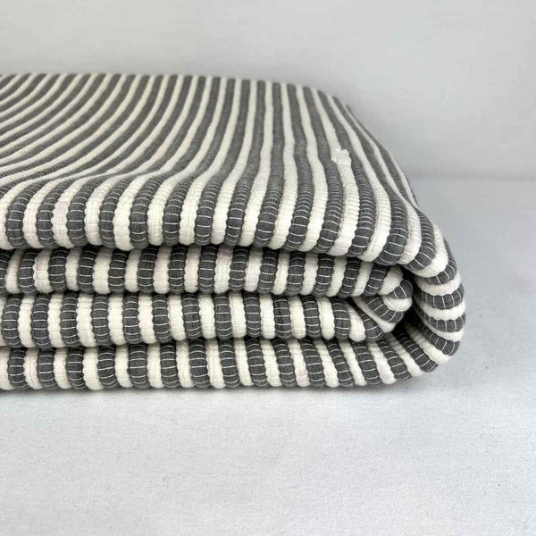 Large Floor Rug - Grey & White Thin Stripe (subtle pink sprinkle)