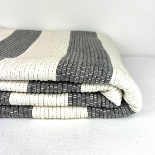 Large Floor Rug - Grey & White Wide Stripe