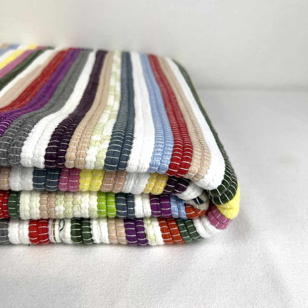 Large Floor Rug - Multicolour Thin Stripe - Lolly Jar