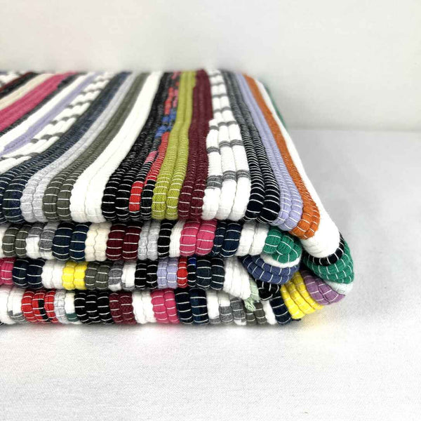 Large Tapete Rug - Multicolour Thin Stripe - Rainbow Confetti