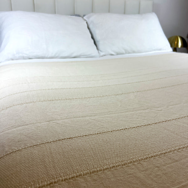 Large Cotton Bed Cover - Oatmeal