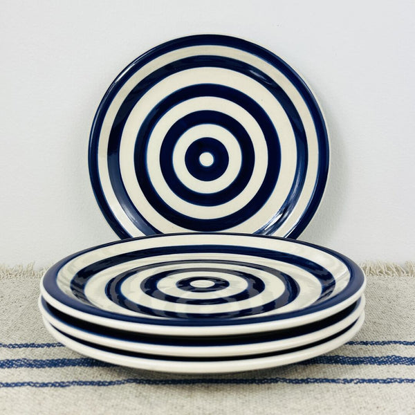 Side Plates (Set of 4) - Navy Stripe