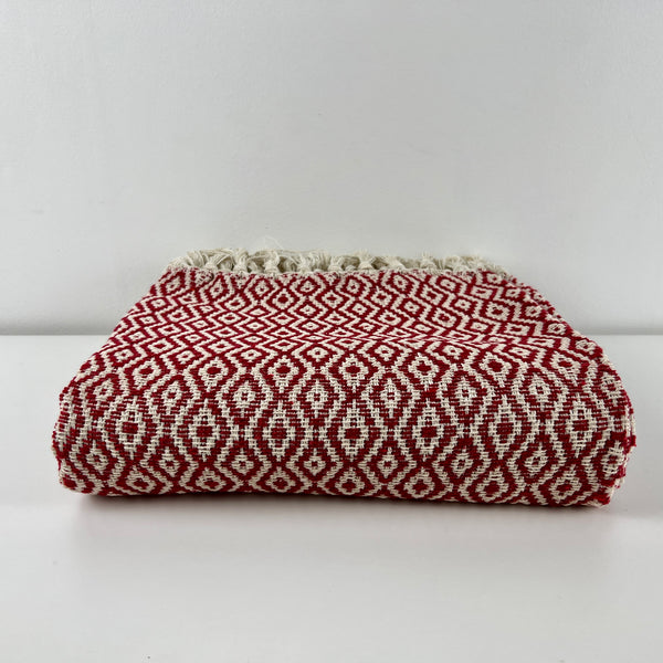 Colourful Cotton Throw - Red