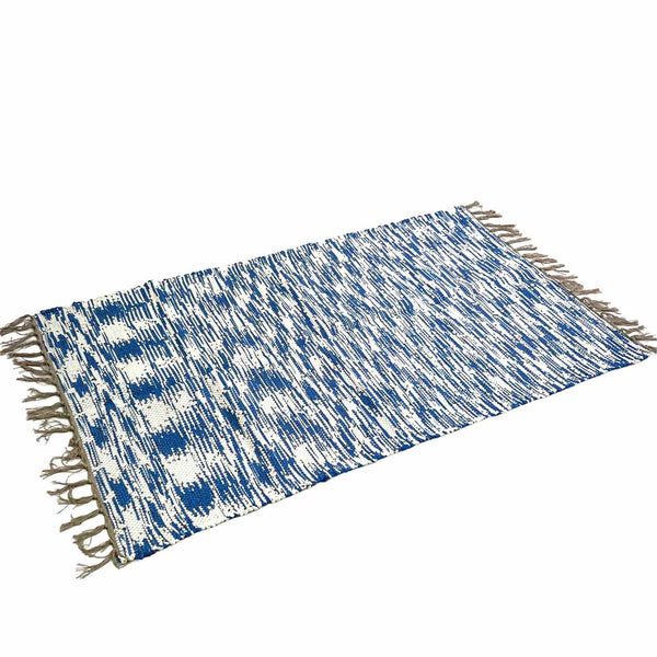 Rug - Medium - Blue, White & Black Zigzag