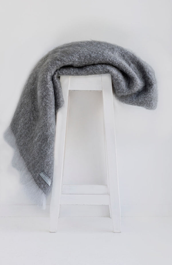 Mohair Throw Blanket - Grey