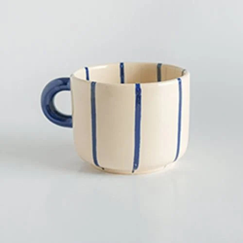 Coffee Mug - White with Blue Pinstripe