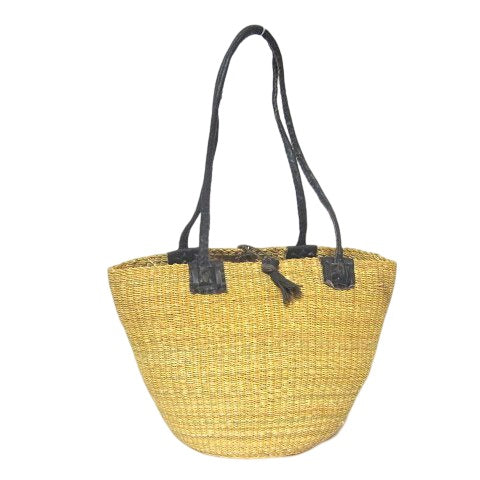 Shoulder Bag - Natural with Black Handles
