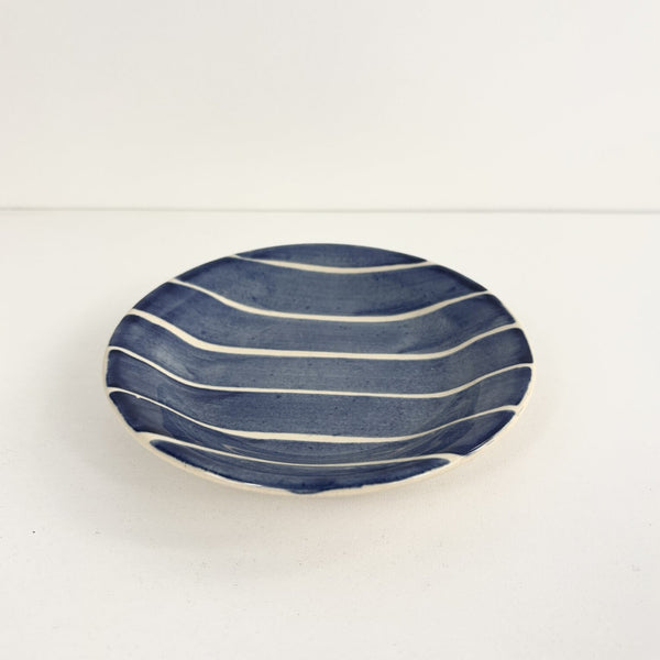 Small Plate - Blue with White Pinstripe