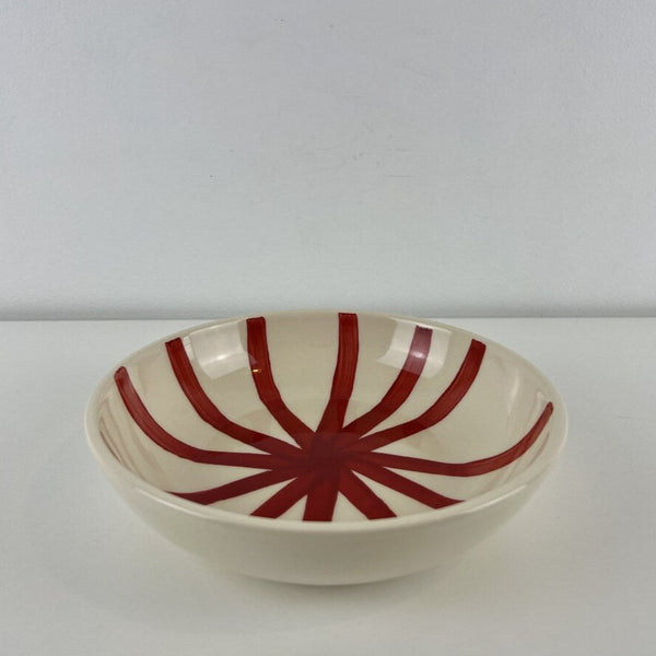 Red Hand Painted Pasta Bowl