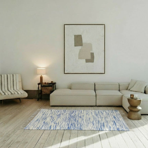 Rug - Medium - Blue & White Zigzag